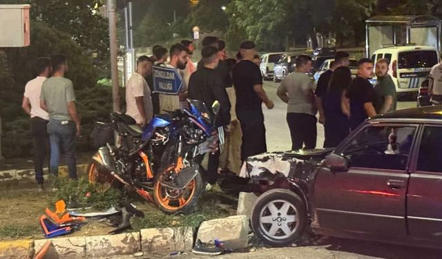 Zonguldak'ta otomobil ile motosiklet kavşakta çarpıştı