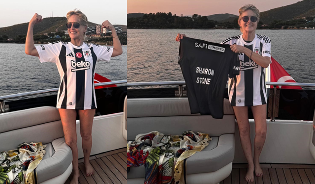 Hollywood yıldızı Sharon Stone, Beşiktaş formasıyla poz verdi