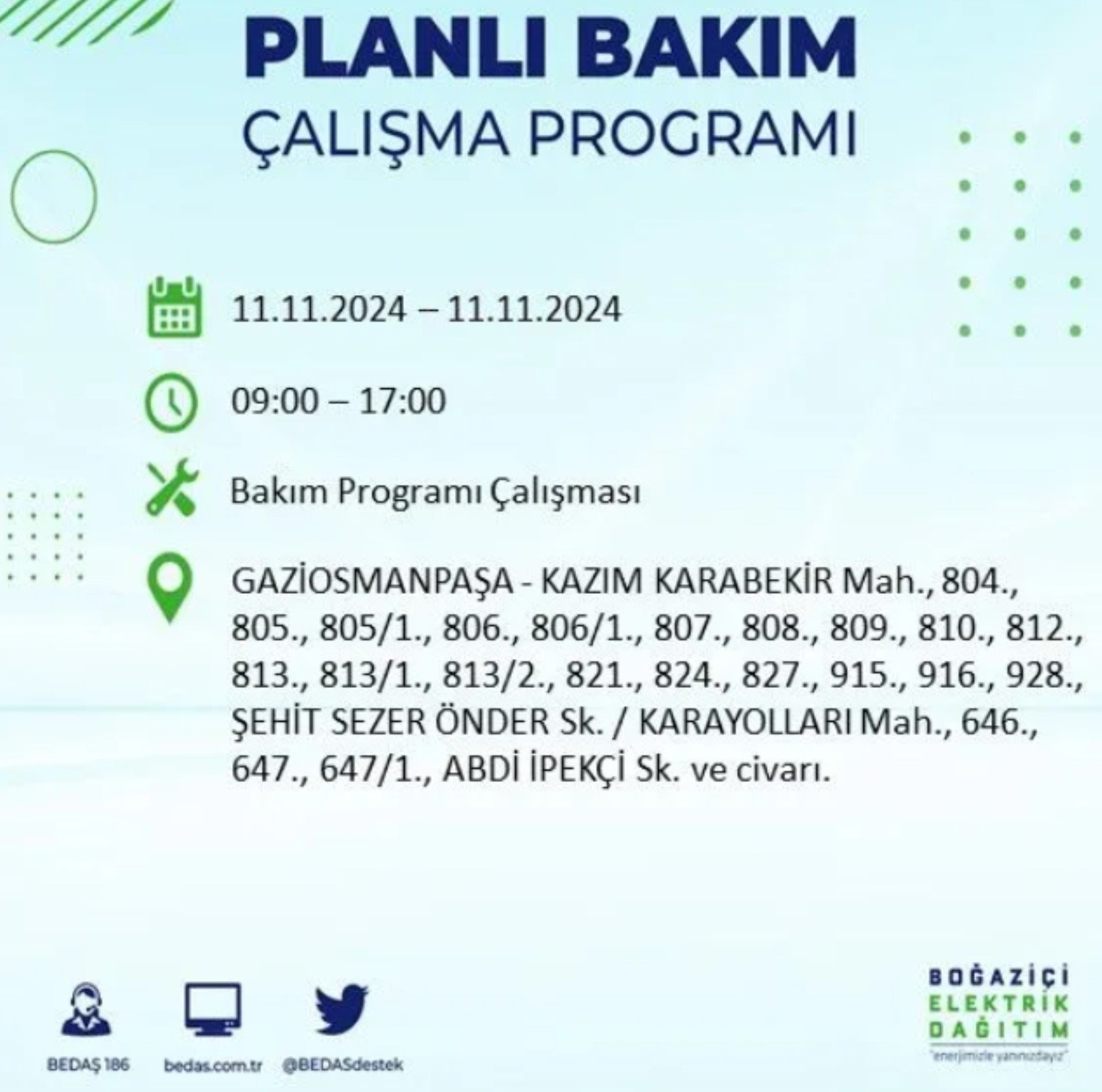 11 Kasim Istanbul Elektrik Kesintisi 66