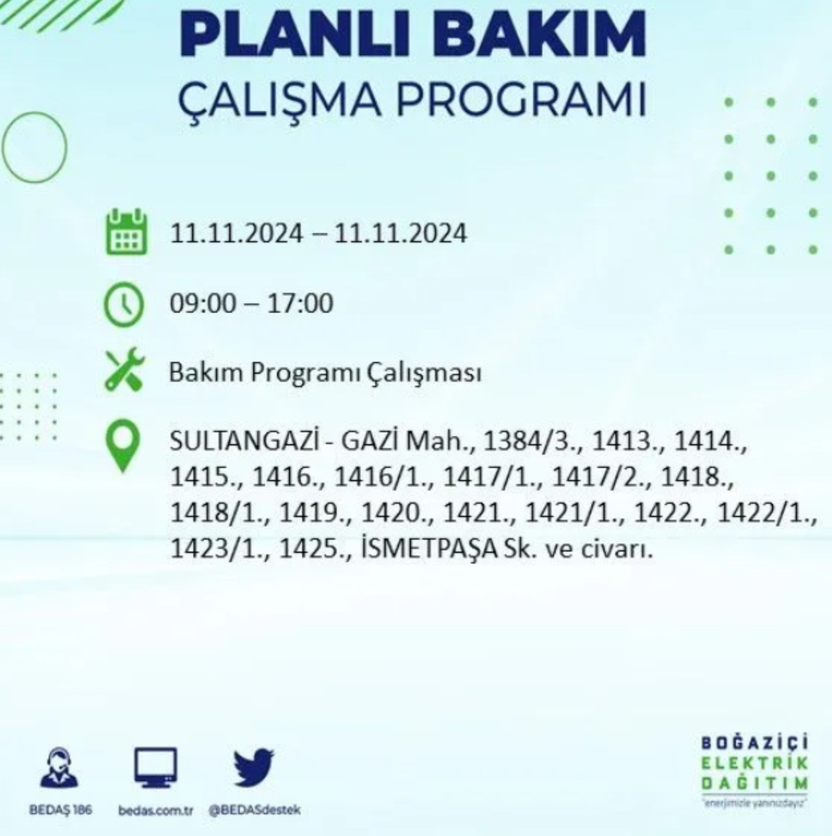 11 Kasim Istanbul Elektrik Kesintisi 69